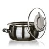 GARNEK EMALIOWANY 14cm Z POKRYWĄ BANQUET METALLIC BLACK 0,7L